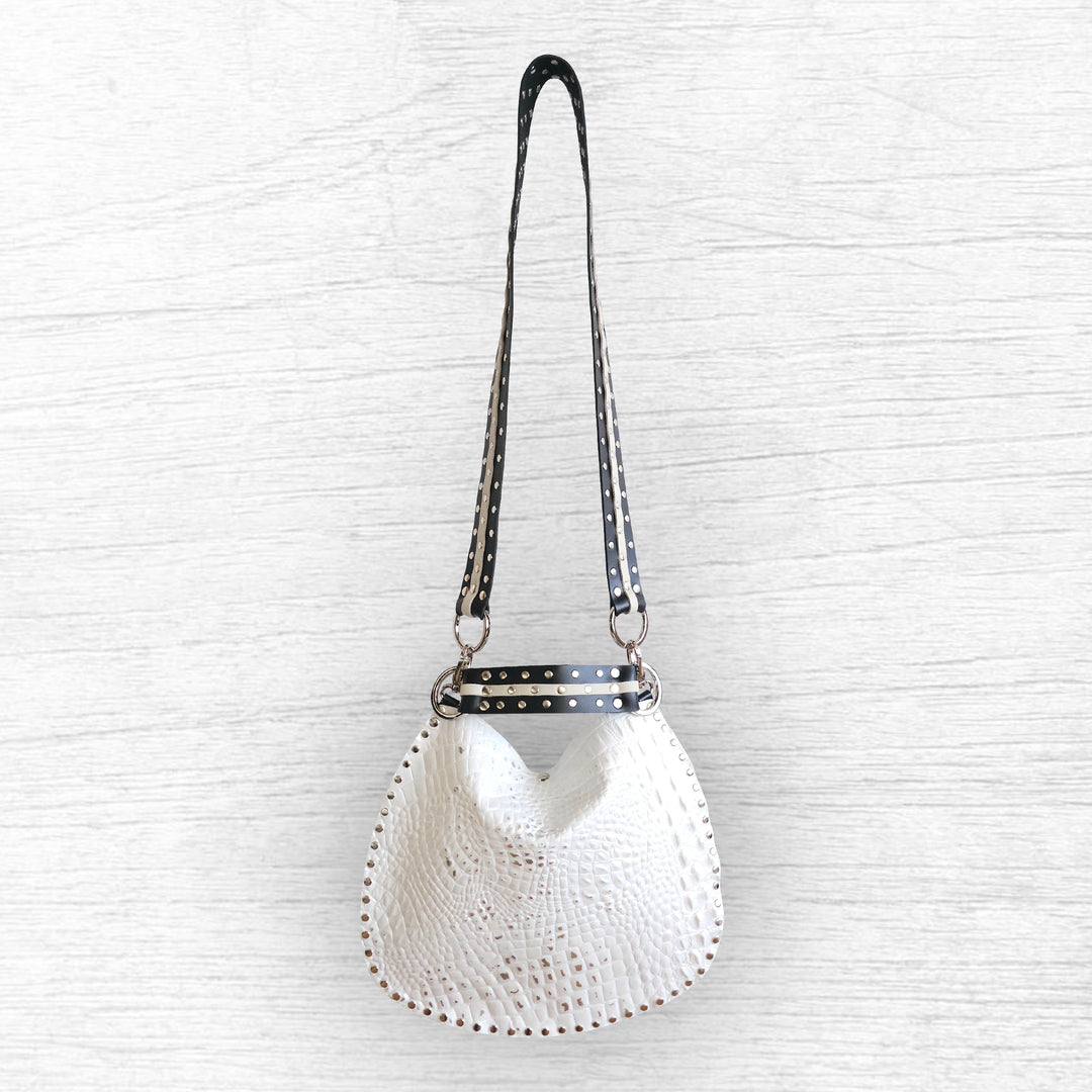Medium X-Body | Pearl Croc Print | Blk/Wht Trio Straps – Rebellion