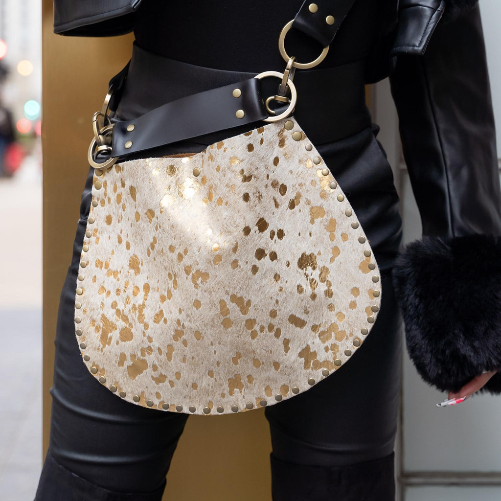 Medium X-Body | Acid Washed Cow Hide | Gold Inlay – Rebellion Bags