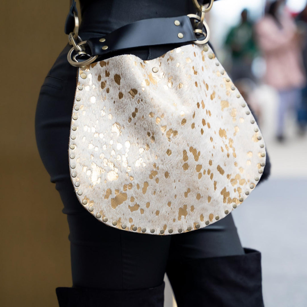 Medium X-Body | Acid Washed Cow Hide | Gold Inlay – Rebellion Bags
